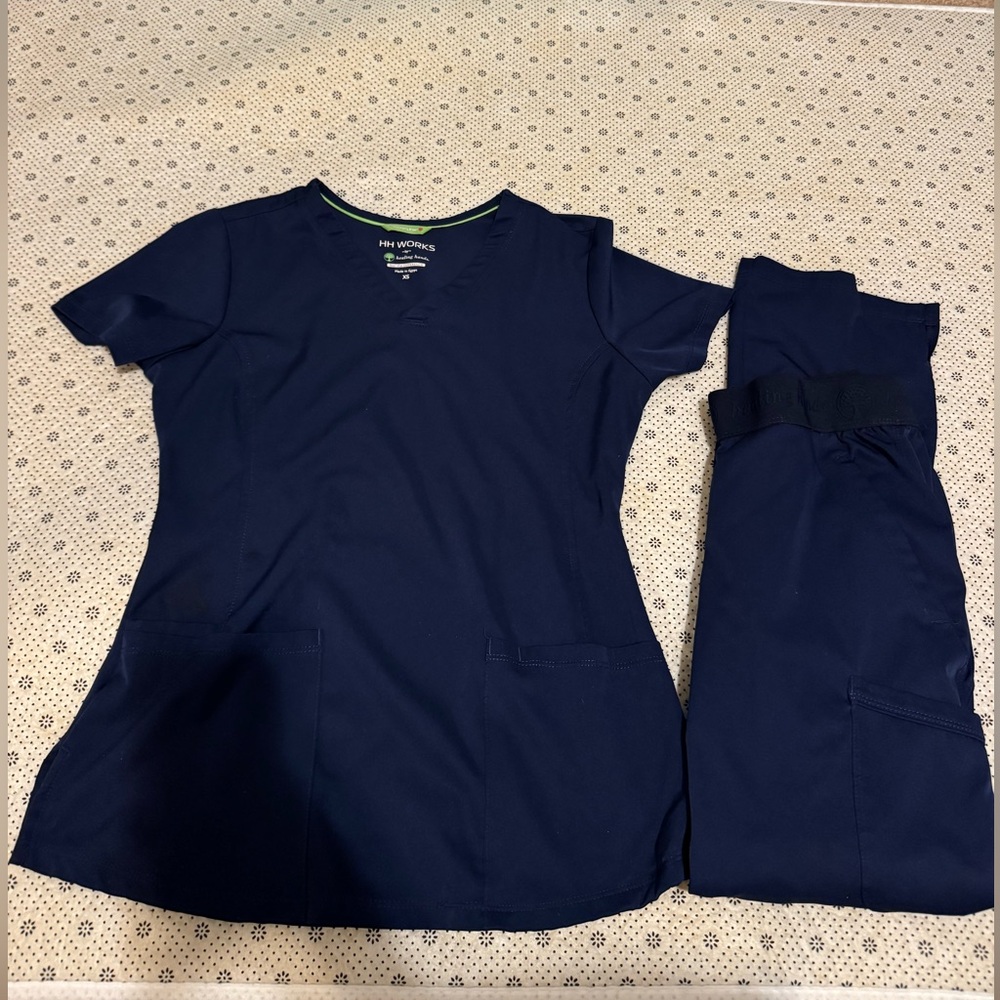 Women's Navy Scrub Top and Pants Set